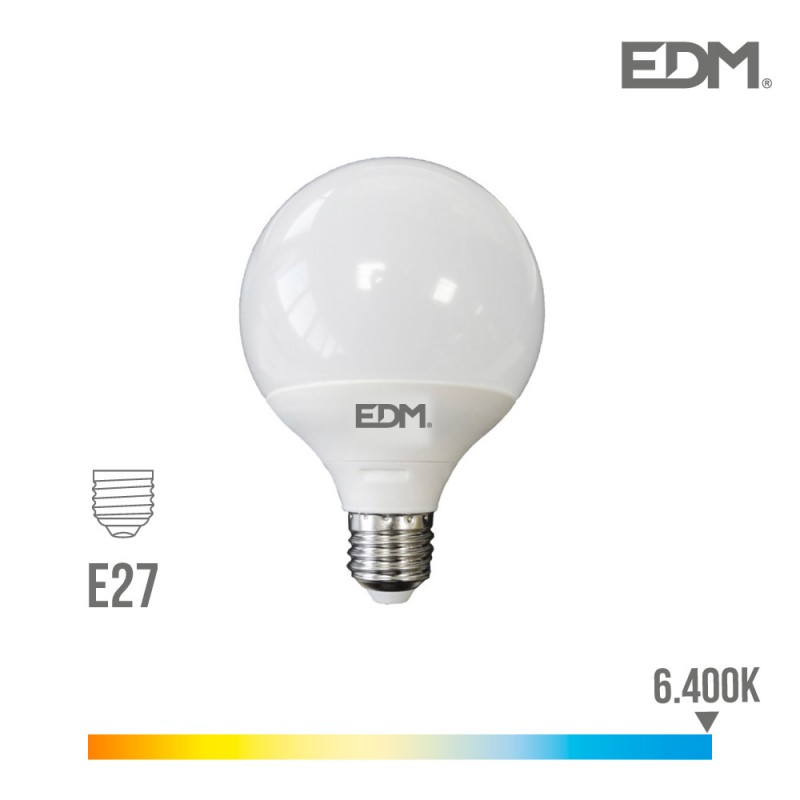 Bombeta globus led ø 125 mm e27 15w  1521 lm 6400k llum freda edm 