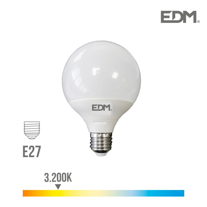 Bombeta globus led ø 125 mm e27 15w  1521 lm 3200k llum càlida edm 