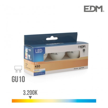 Kit 3 bombetes dicroicas led gu10 5w 3200k llum càlida edm 