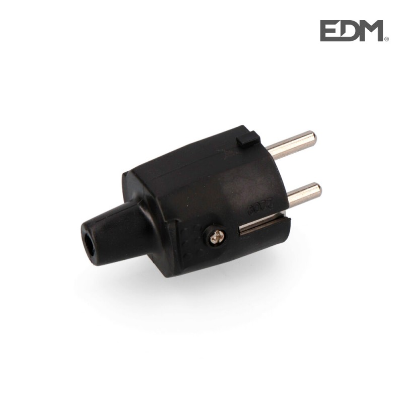 Clavija goma 10/16 a 250 v t/tl ip44 4,8 mm negra retrac. edm