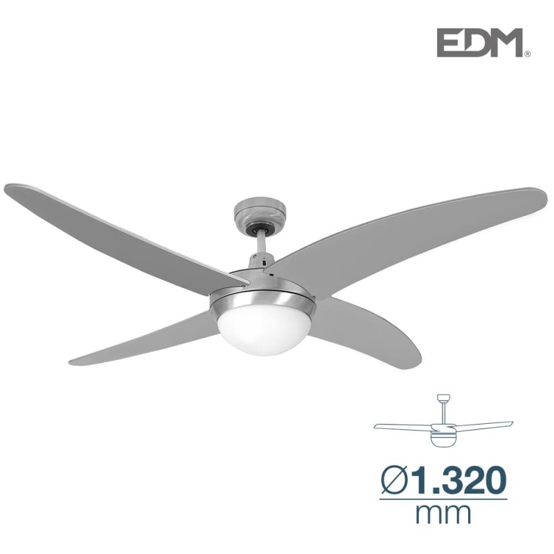 Ventilador de sostre model caspio 60w ø132cm comandament a distància  cromo 120m3/min edm 