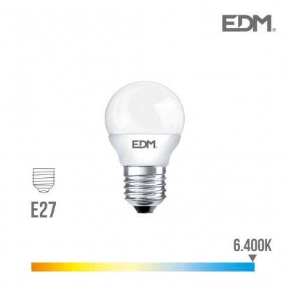 Bombeta esfèrica led e27 7w 600 lm 6400k llum freda edm