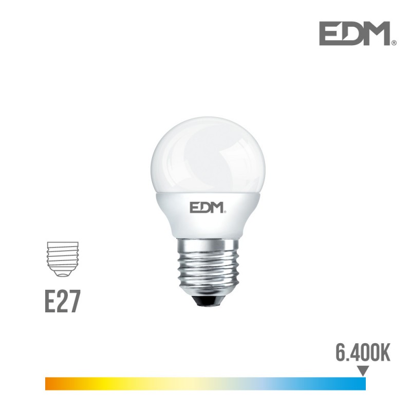 Bombeta esfèrica led e27 7w 600 lm 6400k llum freda edm