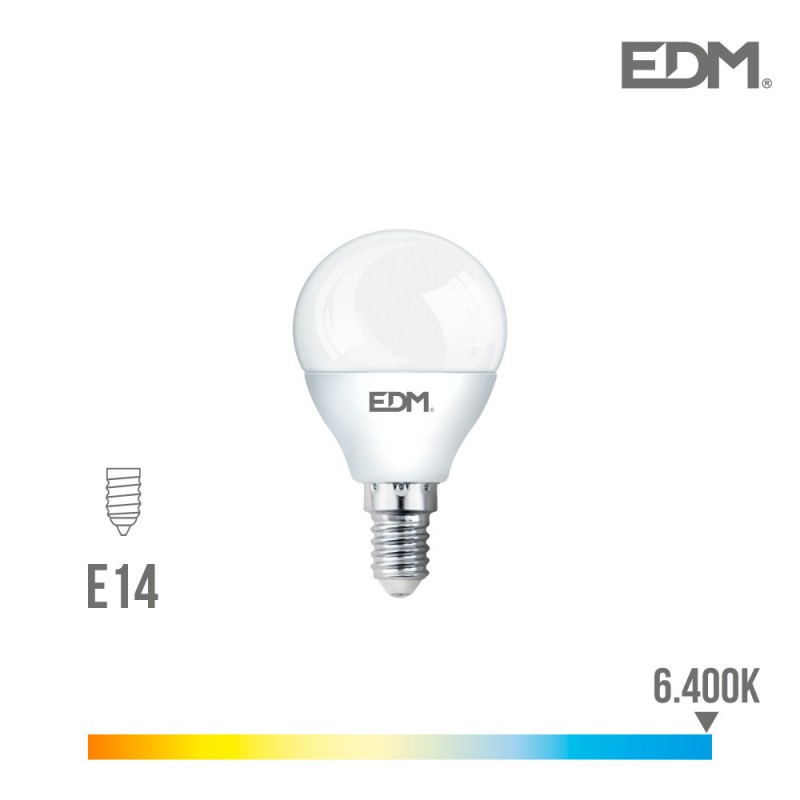 Bombeta esfèrica led e14 7w 600 lm 6400k llum freda edm