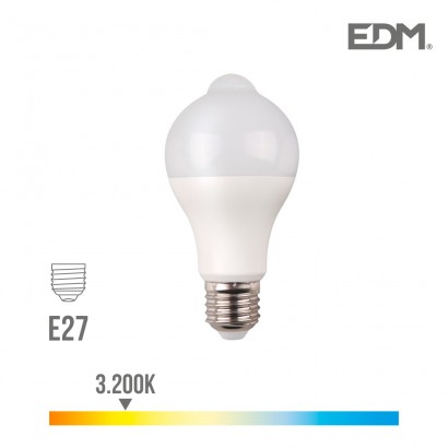 Bombeta stàndard led amb sensor presència i crepuscular e27 12w 1055 lm 3200k llum càlida edm