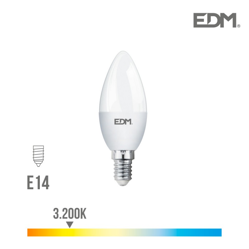 Bombeta espelma led e14 7w 600 lm 3200k llum càlida edm