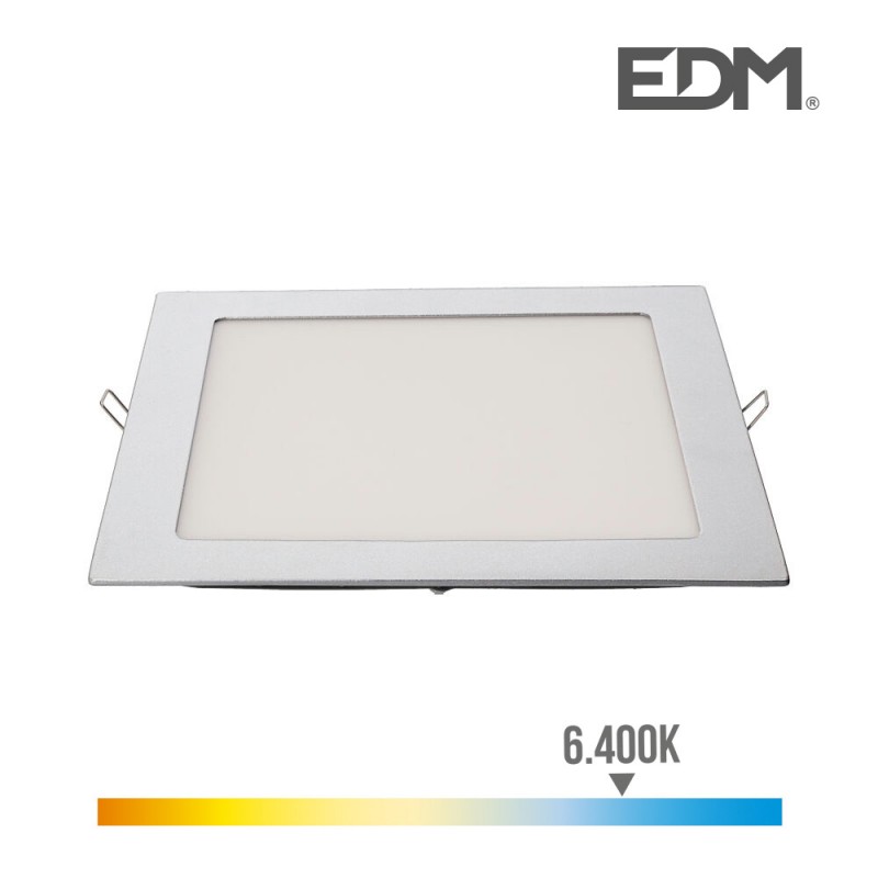 Downlight led cuadrado 20w 1500lm 22x22cm marco cromo 6.400k  edm