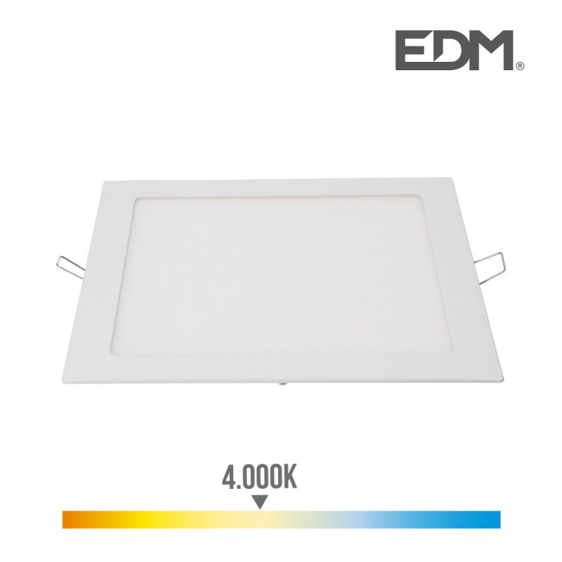 Downlight led cuadrado 20w 1500lm 22x22cm marco blanco 4.000k  edm