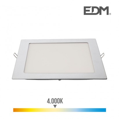 Downlight led quadrat 20w 1500 lumens 22x22cm marc cromo 4.000k edm