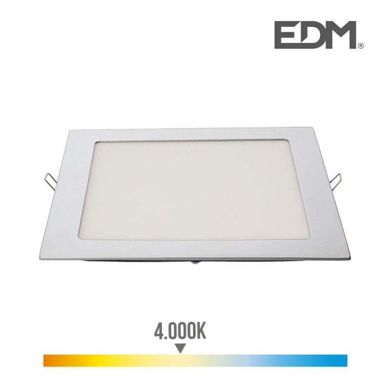 Downlight led cuadrado 20w 1500lm 22x22cm marco cromo 4.000k  edm
