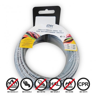 Carret cablet flexible 2.5mm gris 5mts sense halògens 