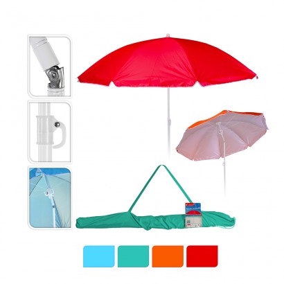 *ult. unitats*  ombrel·la de platja diàm.160cm colors assortits amb funda 