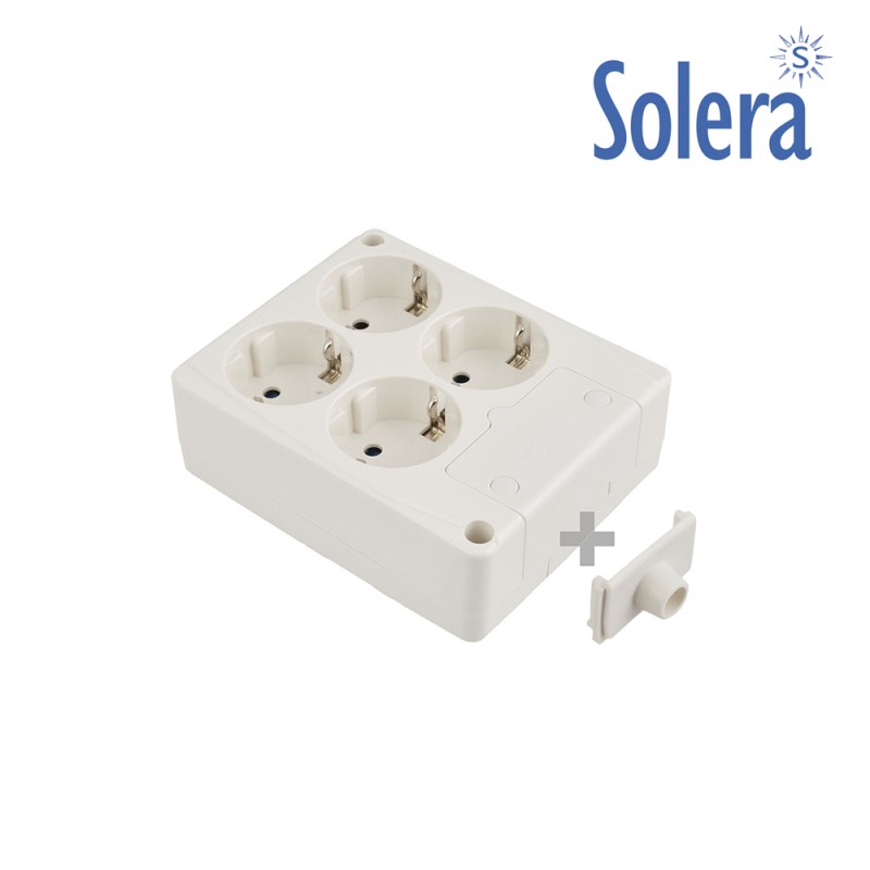Base bipolar 4 tomes amb t/tl lateral 16a 250v color blanc  solera