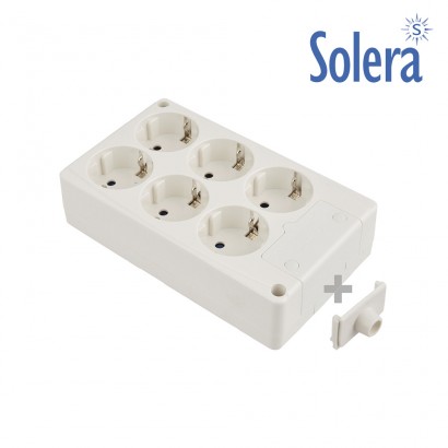 Base bipolar 6 tomes amb t/tl lateral 16a 250v color blanc  solera