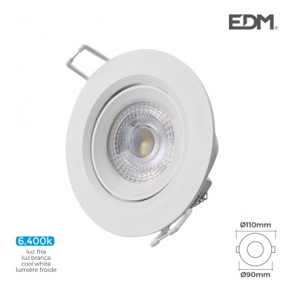 Downlight led empotrable 5w 6.400k rodó marc blanc edm 