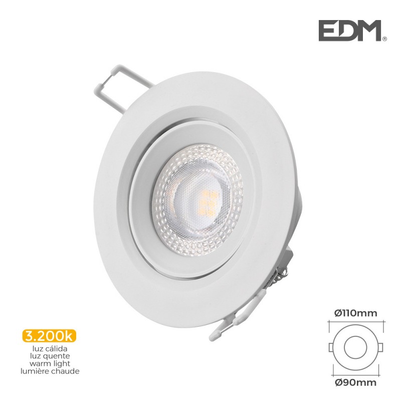 Downlight led empotrable 5w 3.200k rodó marc blanc edm 