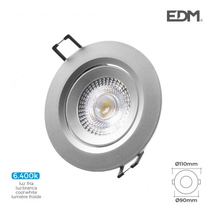 Downlight led empotrable 5w 380 lumens 6.400k rodó marc cromo edm 