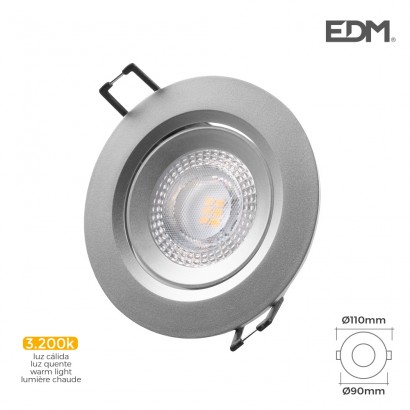 Downlight led empotrable 5w 380 lumens 3.200k rodó marc cromo edm 