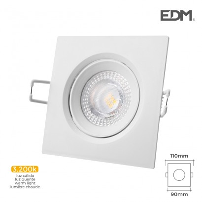 Downlight led empotrar 5w 380 lumens 3.200k quadrat marc blanc edm 