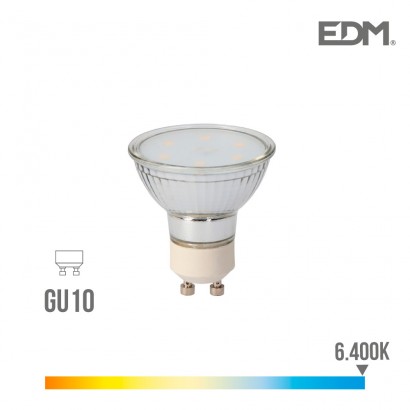 Bombeta dicroica vidre led gu10 5w 400lm 6400k llum freda edm 