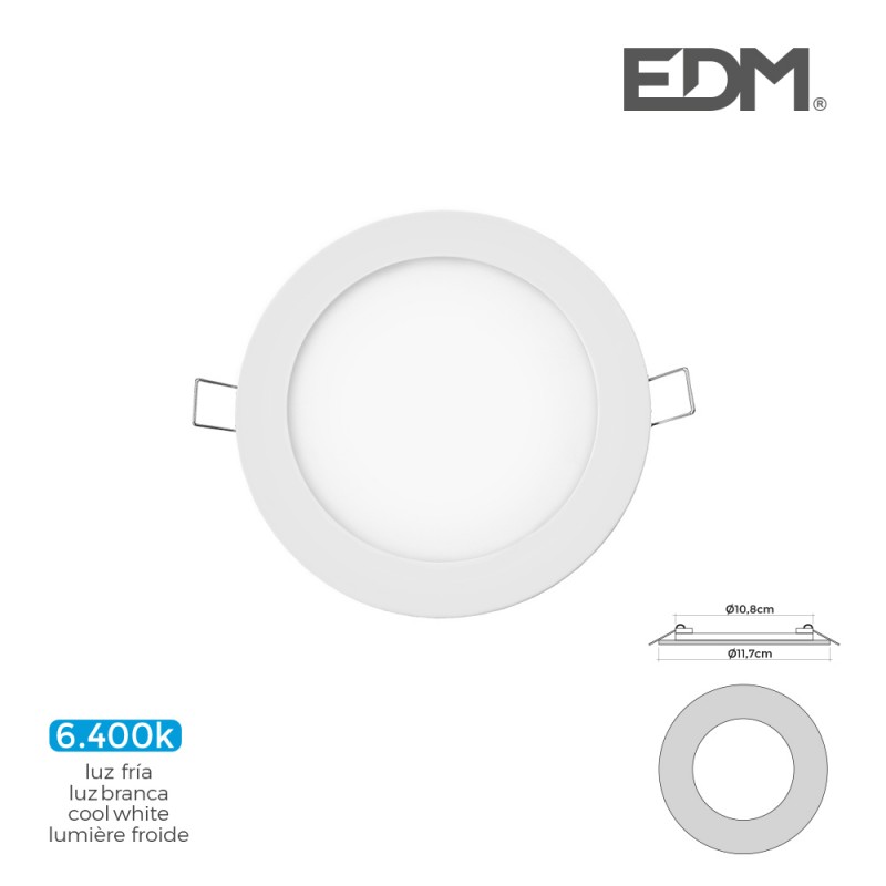 Mini downlight led edm 6w 320 lumens rodó 12cm 6.400k marc blanc 