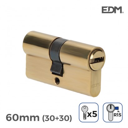 Bombí llautó 60mm (30+30mm) lleva llarga r15 amb 5 claus de seguretat incloses edm