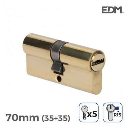 Bombí llautó 70mm (35+35mm) lleva llarga r15 amb 5 claus de seguretat incloses edm