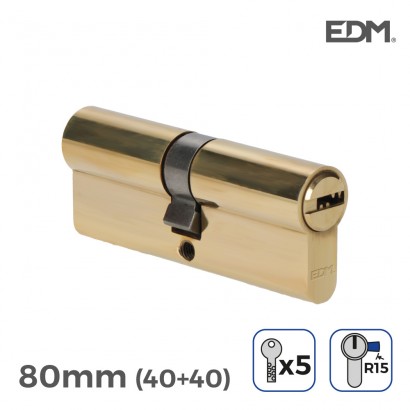 Bombin laton 80mm (40+40mm) leva larga r15 con 5 llaves de seguridad incluidas edm