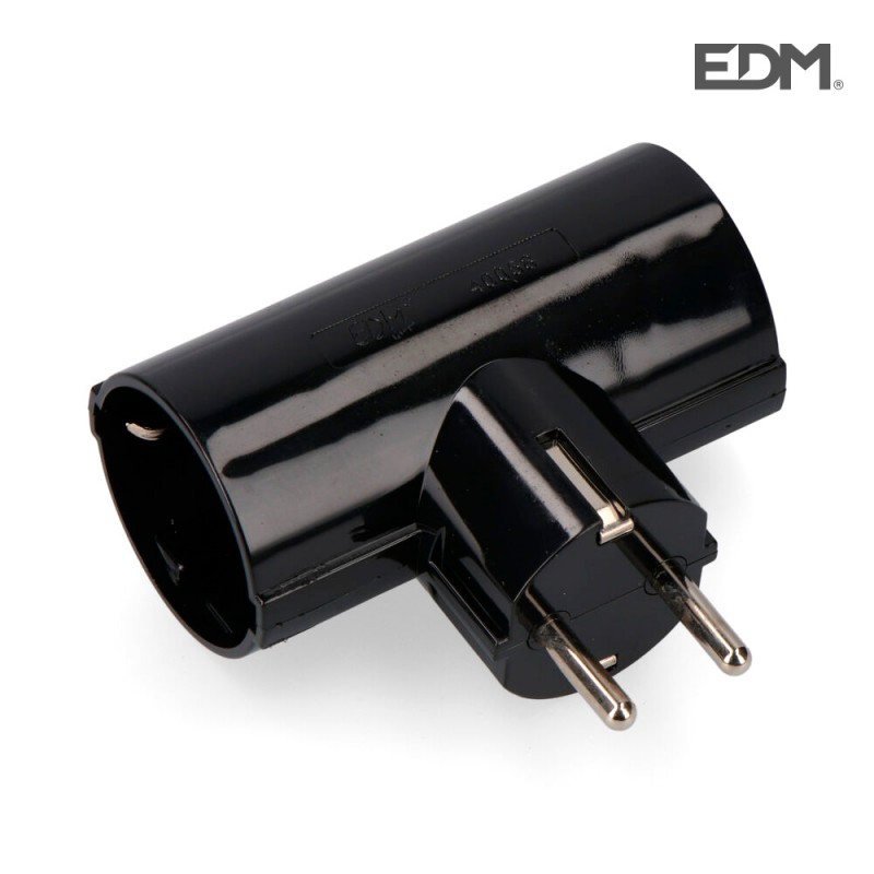 Clavilla doble negra blíster amb baquelita t/tl 16a 250v edm 