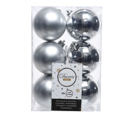 Caixa de 12 boles plata decoratives per arbre de nadal 