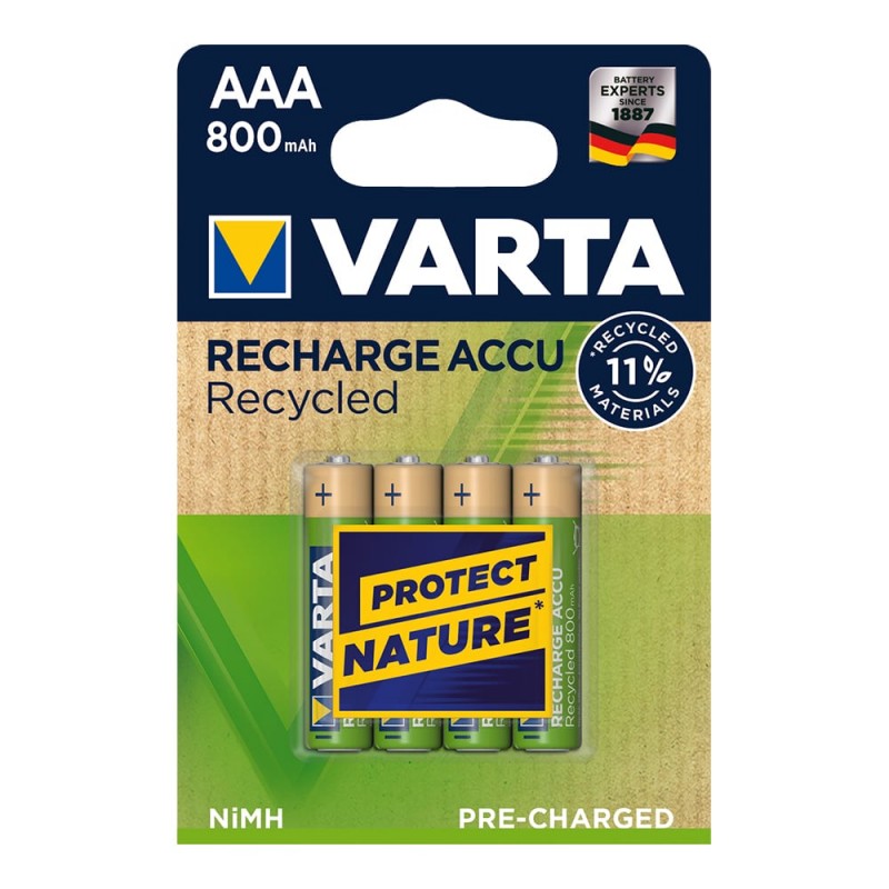 Pila varta recarregable accu aaa lr03 800mah pack 4 uni 