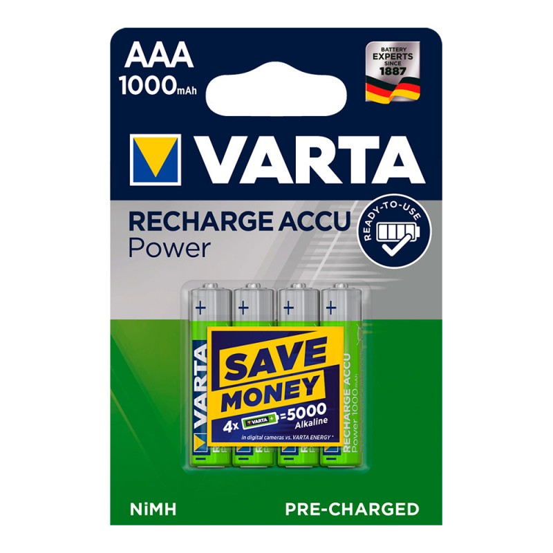 Pila varta  recargable  accu power aaa lr03 1000mah pack 4uni