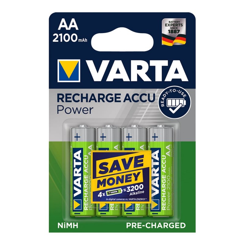 Pila varta recarregable aa lr06 2100mah pack 4 uni 