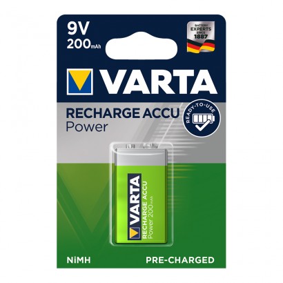 Pila varta recarregable accu power 9v 200mah blister 1ut