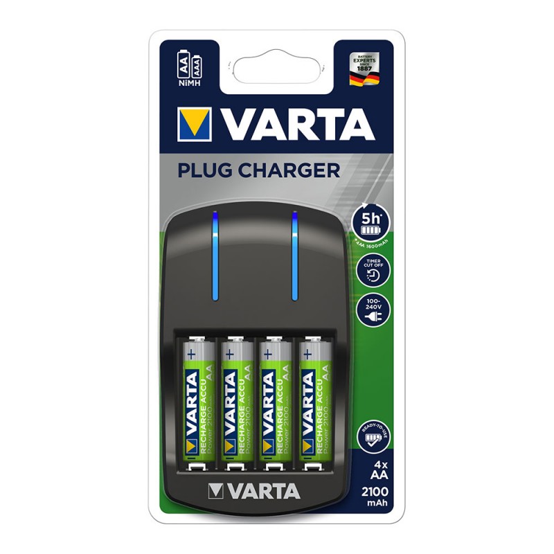 Carregador varta amb 4 piles aa lr06 2100mah 