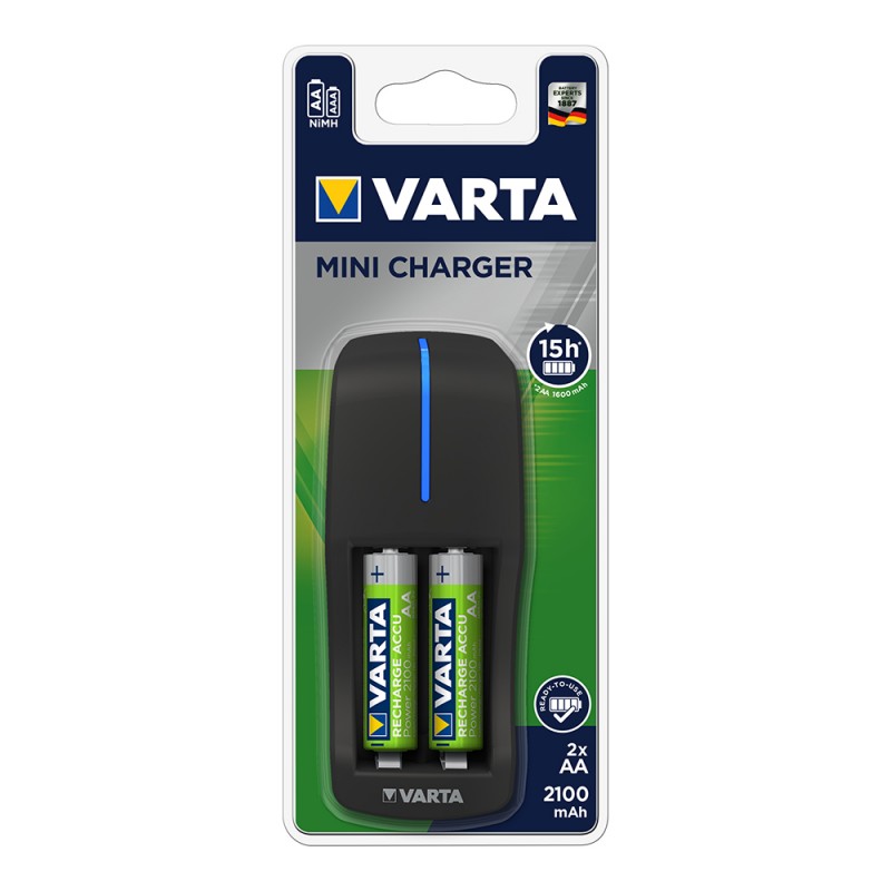 Mini cargador varta con 2 pilas aa incluidas