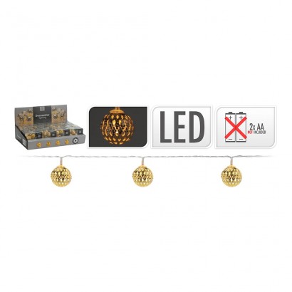 Garnalda a piles 10 led boles color or