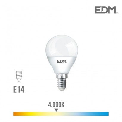 Bombeta esfèrica led e14 6w 500 lm 4000k llum dia edm