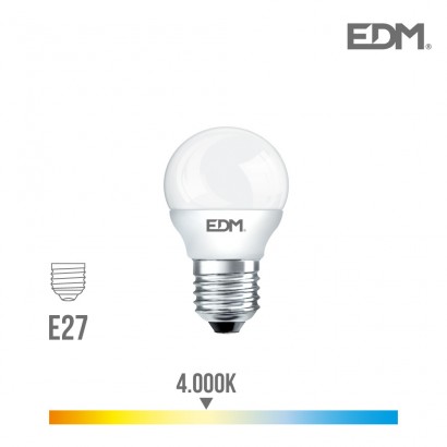 Bombeta esfèrica led e27 7w 600 lm 4000k llum dia edm