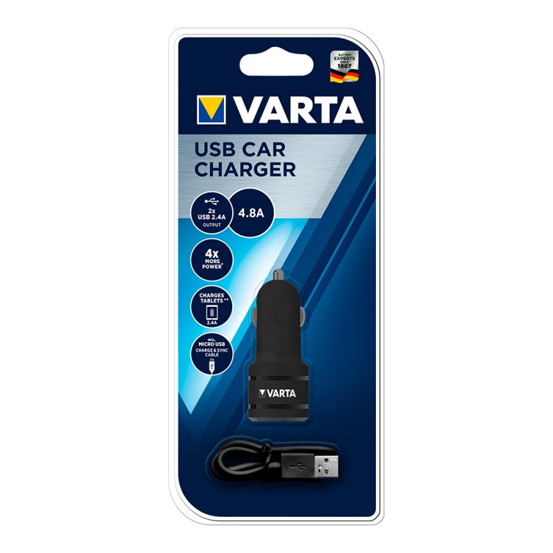 Adaptador cargador varta 2usb