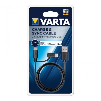 Cable cargador varta 2 en 1  usd