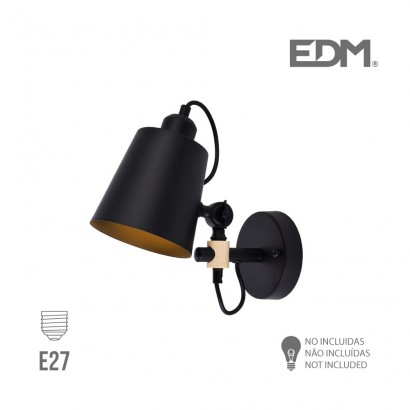 Aplic paret e27 negre edm 