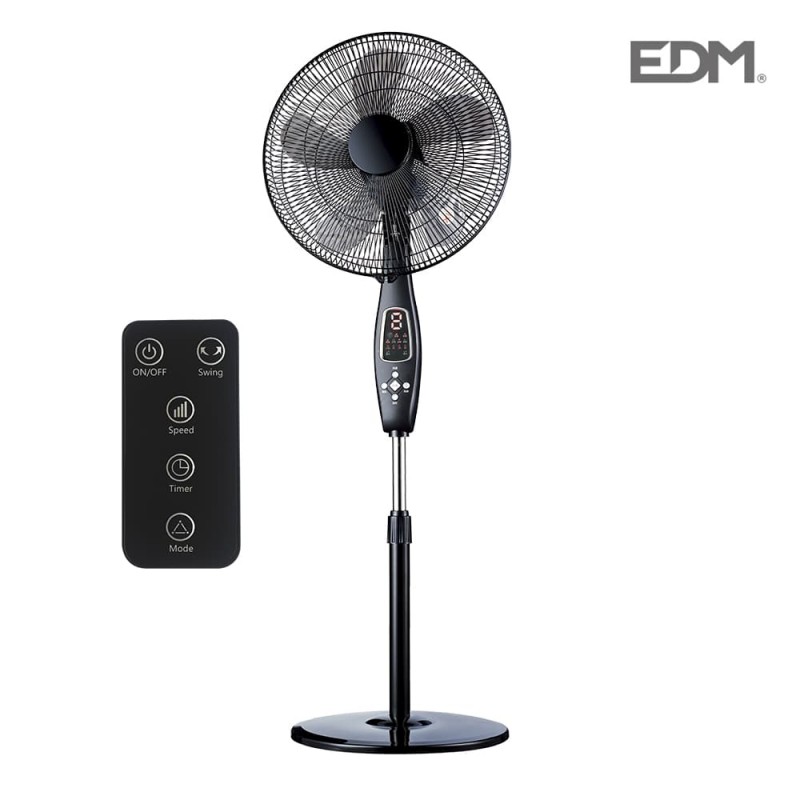 Ventilador de peu amb comandament a distància 60w black series edm