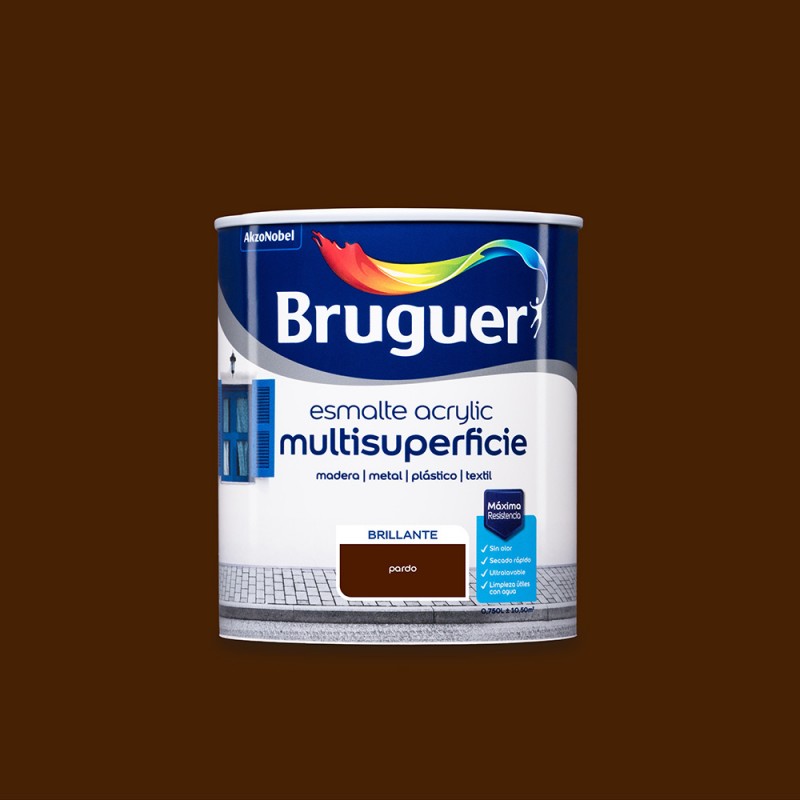 Esmalt acrylic multisuperficie brillant pardo 0,750l bruguer