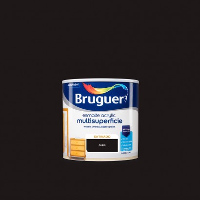 Esmalt acrylic multisuperficie satinat negre 0,250l bruguer