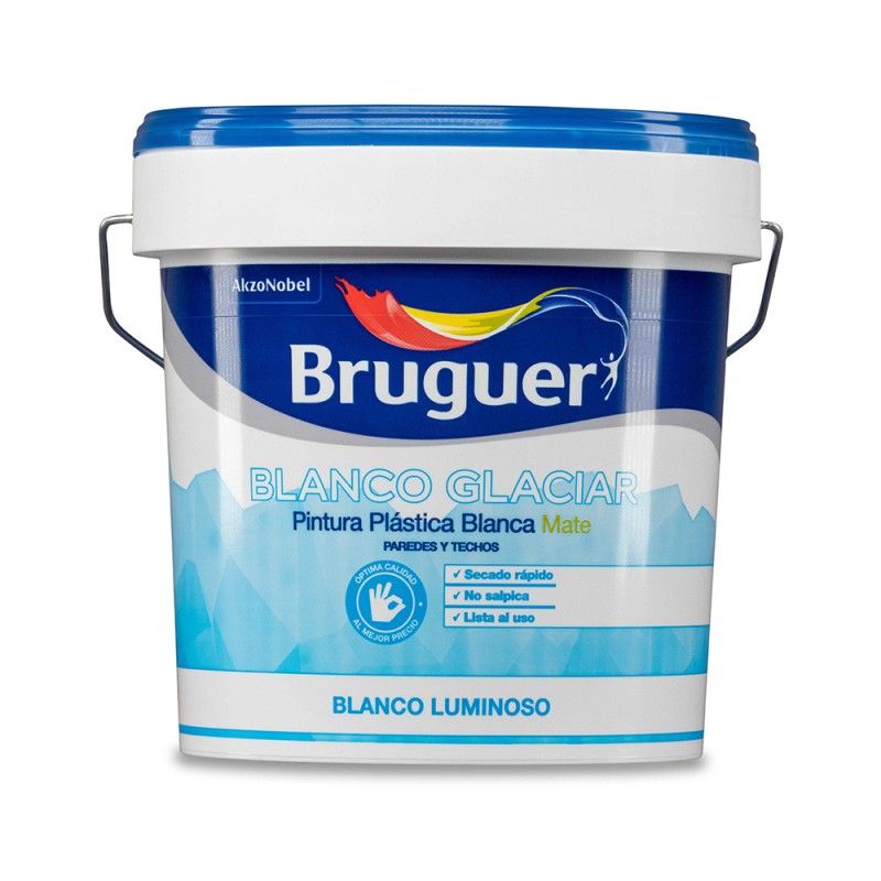 Pintura plástica interior blanco glaciar mate 4l bruguer