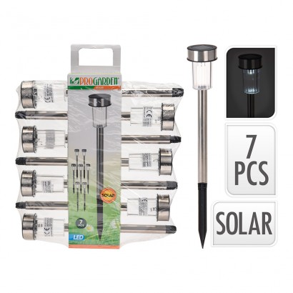 Pack 7 estaca solar d'acer inoxidable 