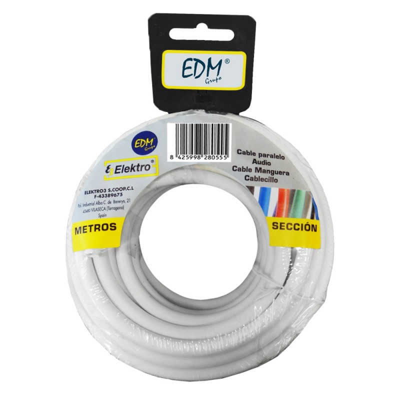 Carrete manguera tubular 3x1mm blanca 5mts