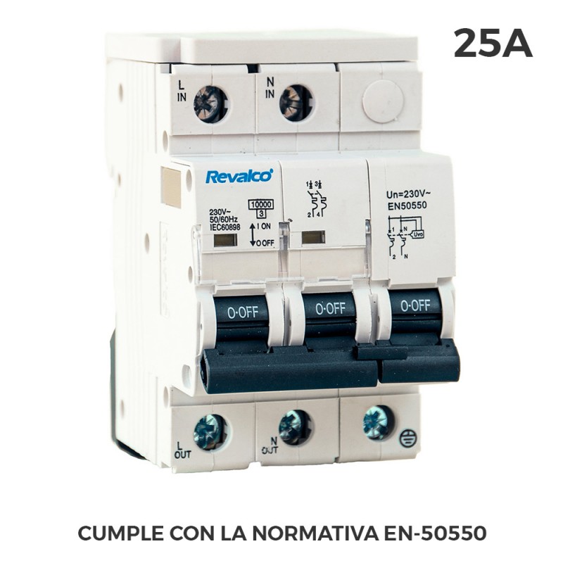 Iga 2p 25a c 10ka prot.sobretension permanente segun normativa en-50550 y transitorio 5-15ka 275v