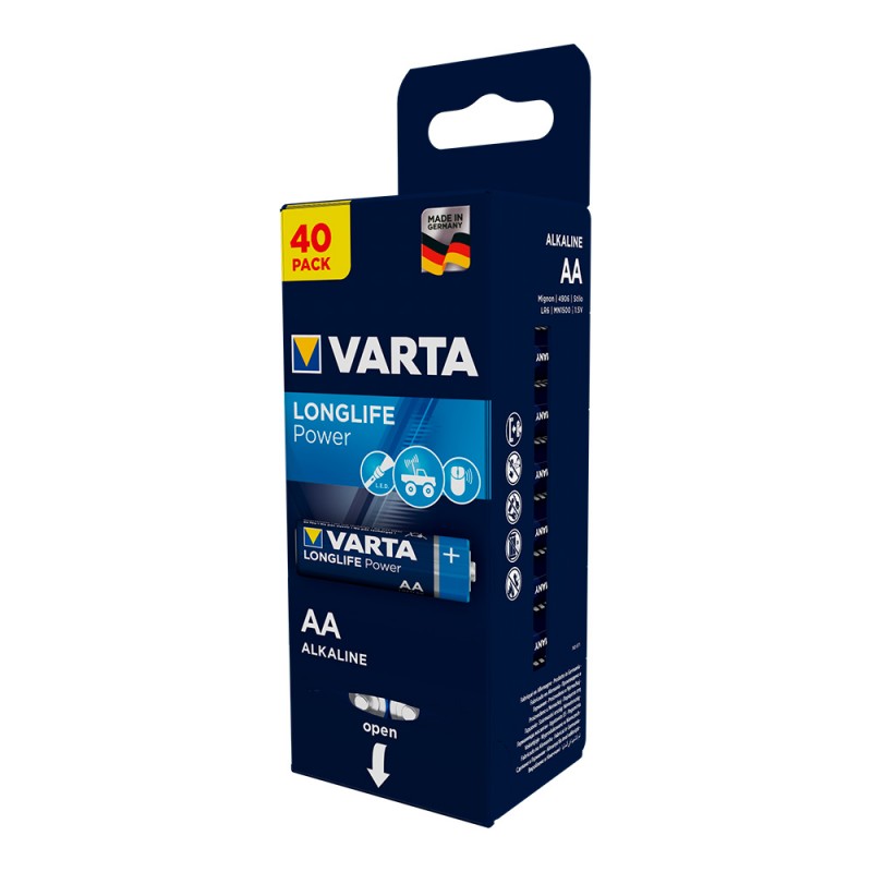 Pila varta longlife aa lr6 (pack 40uni granel) 6x14x5cm